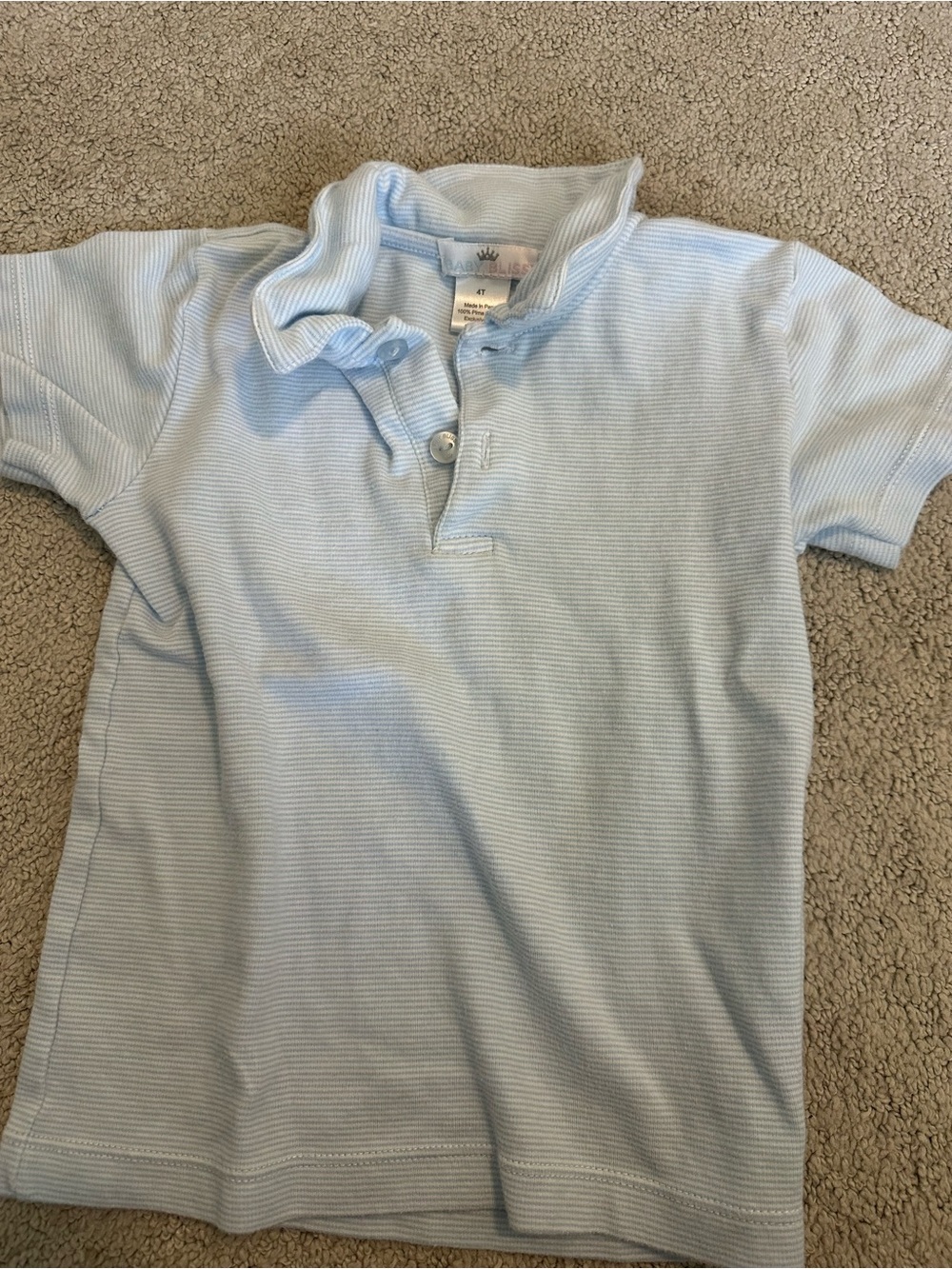 Classic Light Blue Striped Kids Polo Shirt